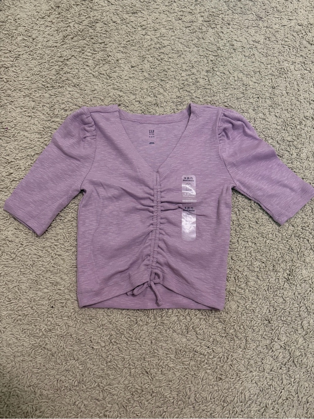 GAP Lavender Ruched V-Neck Crop Top